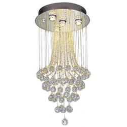 LED Crystal Chandelier Modern Round Ceiling Light Fixture Spiral Sphere Rain Drop Pendant Lamp for Dining Room Bathroom Bedroom Livingroom