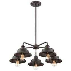 Trade Winds Lighting TW10052ORB 5 Light Vintage Industrial Hanging Ceiling Pendant Chandelier with Metal Shades, 60 Watts, in Oil Rubbed Bronze