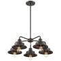 Trade Winds Lighting TW10052ORB 5 Light Vintage Industrial Hanging Ceiling Pendant Chandelier with Metal Shades, 60 Watts, in Oil Rubbed Bronze