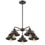 Trade Winds Lighting TW10052ORB 5 Light Vintage Industrial Hanging Ceiling Pendant Chandelier with Metal Shades, 60 Watts, in Oil Rubbed Bronze