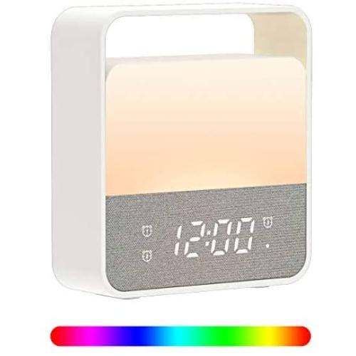 Baby Night Lights Rechargeable, Welcam Touchable Small Table Lamp Led Clock Adjustable Warm White RGB Color Changing Bedside Table Lamp with USB Port for Kids, Living Room, Bedroom, Toilet, Outdoor