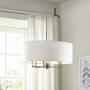 Hampton Hill MPS150-0066 Broderick 6 Modern Chandeliers-Metal, Fabric Shade Pendant Ligthing Lamp Ceiling Dining Lighting Fixtures Hanging, See Below, White/Silver