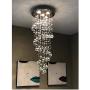 Modern K9 Crystal Spiral Raindrop Chandelier - Flush Mount LED Ceiling Light Fixture Pendant Lamp for Dining Room Bathroom Bedroom Livingroom