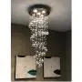 Modern K9 Crystal Spiral Raindrop Chandelier - Flush Mount LED Ceiling Light Fixture Pendant Lamp for Dining Room Bathroom Bedroom Livingroom