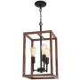 reesenLight 3-Light Farmhouse Chandelier Lighting,Wood Frame Rustic Kitchen Island Light Fixture,Antique Lantern Pendant Ceiling Light,Vintage Hanging Cage Light for Dining Room Foyer Hallway Entryway