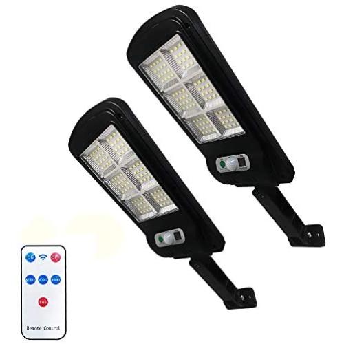 Solar Street Lights Outdoor Remote Control Solar Parking Lot Lights 3 Light Mode 96LED Solar Street Pole Light Motion Light for Patio,Path,Yard(2Pack)