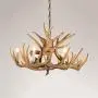 LAKIQ Rustic Vintage Resin Hanging Chandelier Lighting Fixture with Deer Horn Shape 4/6 Lights Antique Farmhouse Pendant Ceiling Light Candle Shape for Dining Room Living Room Restaurant (6 Lights)