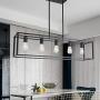 VINLUZ Farmhouse Chandeliers 5-Light Black Dining Room Lighting Linear Contemporary Metal Pendant Light Large Industrial Rustic Hanging Ceiling Light Fixtures for Kitchen Island Foyer Bar