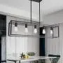 VINLUZ Farmhouse Chandeliers 5-Light Black Dining Room Lighting Linear Contemporary Metal Pendant Light Large Industrial Rustic Hanging Ceiling Light Fixtures for Kitchen Island Foyer Bar