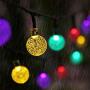 Lwind Globe Solar String Lights, 22.96ft 50 LED Outdoor Bulb String Lights, Waterproof 8 Modes Solar Patio Lights for Patio, Garden, Gazebo, Yard, Outdoors (Globe, Color)