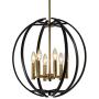 FLSNT 6-Light Chandelier,Rustic Vintage Chandelier Lighting Fixtures with Black Metal Cage for Foyer,Dining Room,Living Room,Kitchen Island,Adjustable Height(No Bulb)