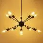 Wellmet Black Sputnik Chandeliers Lighting 10-Light, Modern Mid Century Pendant Light Fixtures Hanging Ceiling Lightfor Kitchen Island, Dining Room, Foyer
