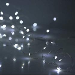 YIHONG 2 Set Christmas Fairy Lights Battery Operated,16ft 50LED String Lights Remote Control Timer Twinkle String Lights 8 Modes Silver Wire Firefly Lights for Garden Party Indoor Decor-White