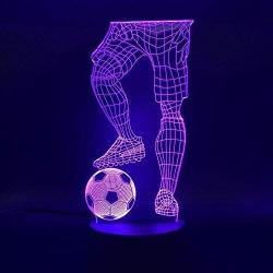 XXCZB Night Light for Kids Soccer Player 3D Night Light LED Bedside lamp 7 Color Changing Christmas Halloween Birthday Gift Toy for Child Baby boy