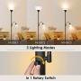 Floor Lamp, Standing Lamp, 9W LED Torchiere Floor Lamp with 4W Adjustable Reading Lamp, 3000K Energy-Saving LED Bulbs, 3 Way Switch, 50,000hrs Lifespan, Floor Lamps for Bedroom, Living Room, Office