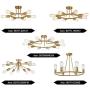 BONLICHT 6 Lights Semi Flush Mount Ceiling Light Brushed Brass Mid Century Modern Chandelier Lighting Gold Sputnik Ceiling Light Fixture for Dining Room Bed Room Kitchen Island Foyer Hallway