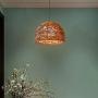 Rattan Pendant Lighting for Kitchen Island, XINDAR Ceiling Lighting Fixtures Hanging Lamp, Creative Rattan Chandelier Inner Orb White Shade for Bar Cafe Living Room