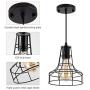 Rustic Cage Pendant Lights Industria Black Light Fixture for Kitchen Island Vintage Rustic Hanging Ceiling Lighting for Farmhouse, Dining, Room, Restaurant, Cafe, Hallway, Bar, Barn 1 Pack