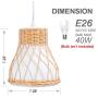 MUZILAN Rattan Hanging Pendant Lighting fixtures, 15.4 x 8.8 x 3.9 in,Dining Room Lighting fixtures Hanging, Weaving Natural Ceiling Hanging Light for Dining Room Living Room