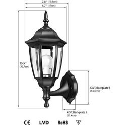 EMART Outdoor Porch Light LED Exterior Wall Light Fixtures, Special Handling Anti-Corrosion Plastic Material, Waterproof Security Lamp for Wall, Garage, Front Porch - 2 Pack