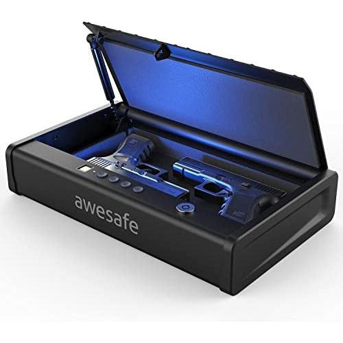 awesafe Gun Safe with Fingerprint Identification and Biometric Lock One Handgun Capacity