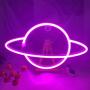 Planet Neon Sign Light Pink Led Wall Home Decor Battery or USB Operated Star Planet Planet Neon Signs Light up for Home,Kids Room,Bar,Festive Party,Halloween,Christmas,Wedding Decoration