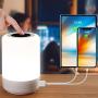 Table Lamp-Touch Sensor Lamp for Kids Bedroom, Rechargeable Dimmable Table Bedside Lamps with White Light + RGB Color Changing for Rea