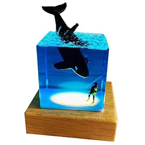 Shark Night Light,Cube Shark Diver Night Lamp Novelty Gift for Children for Living Rooms and Bedrooms Decor