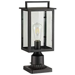 Smeike Outdoor Post Light Fixtures, 1-Light Exterior Post Light Fixtures, Outdoor Post Lantern with 3-Inch Pier Mount Base, Black Finish with Clear Glass