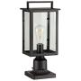 Smeike Outdoor Post Light Fixtures, 1-Light Exterior Post Light Fixtures, Outdoor Post Lantern with 3-Inch Pier Mount Base, Black Finish with Clear Glass