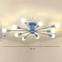 RUNNUP Contemporary Colorful Nordic Semi-Flush Mount Sputnik Ceiling Light 10 Lights Chandelier Light Metal Suspension Light for Kitchen Living Room Dining Room,Blue