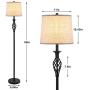 LED Floor Lamp, Hong-in Classic Standing Lamp with Twist Design, Vintage Tall Pole Light for Bedroom Living Room Office Dinning Room Reading, Rustic Upright Floor Light, Pedal Switch