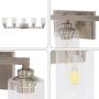 VINLUZ Industrial 5 Light Vanity Bathroom Light fixtures Brushed Nickel Modern Wall Lighting Sconces with Clear Glass Shade for Living Room Hallway