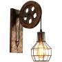 BAYCHEER Creative Industrial Lift Pulley Wall Lights Cool Industrial Light Fixture with Wheel 1 Light Vintage Wall Sconce for Hallway, Barn Restaurant, Bakery Bronze