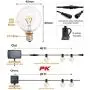 IDEER LIFE Outdoor String Lights, 48ft Solar String Lights with18 Pcs Solid Scratchproof LED Glass Bulbs, Solar or USB Powered with 4 Lighting Modes, Halloween and Christmas Decoration Patio Lights