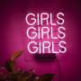 Neon Signs Girl Girls Girls Girls Neon Signs Girl Wall Decor Neon Light Sign Led Sign for Bedroom Neon Words Cool Art Neon Sign Cute Neon Lamps Home Room Beer Bar Custom Red Neon Wall Light 12''x10.6''