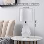 White Ceramic Small Table Lamp - Modern Bedside Desk Lamps for Living Room Bedroom Study