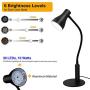 CeSunlight LED Desk Lamp, 3 Lighting Modes and 6 Brightness Levels, 10W Flexible Gooseneck Table Lamp for Living Room and Study, Remote Control with Timing Function, AC Adapter Included (Black)