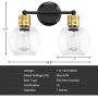Tangkula Vintage 2 Light Vanity Wall Light, Bubbled Glass Wall Sconce, Industrial Bathroom Vanity Light with Globe Glass Shade, Wall Lamp Fixtures for Bathroom Hallway Living Room Bedroom (2-Light)