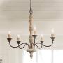 LNC French Country Chandelier, Farmhouse Handmade Distressed Wood 5 Lights Fixture for Dining & Living Room, Bedroom, Kitchen, Stairway, Bathroom