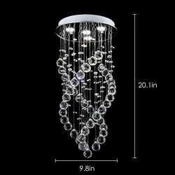 Fashionou Mini Crystal Chandelier, Spiral Raindrop Chandelier for Dining Room, Bathroom Fixtures Small Crystal Chandelier for Bedroom 4 LED Lighting Fixtures