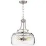 Charleston Satin Nickel Pendant Chandelier 16'' Wide Rustic Farmhouse Seeded Clear Glass LED 3-Light Fixture for Dining Room House Island Entryway Bedroom Living Room - Franklin Iron Works