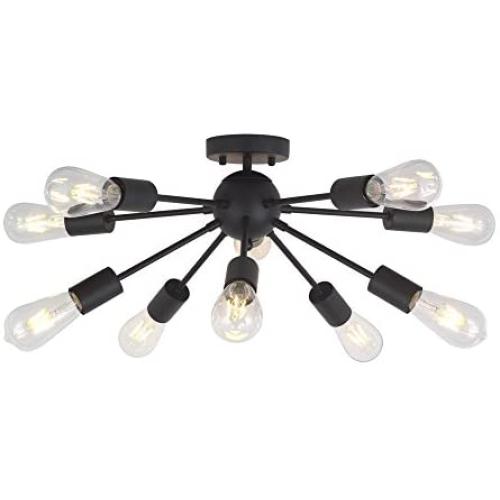 10-Light Sputnik Chandelier Black Mid Century Modern Ceiling Light Vintage Industrial Starburst Chandelier for Kitchen Living Room Dining Room Hallway Entryway by BONLICHT