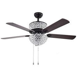 Tropicalfan Crystal Ceiling Fan with Light and Remote Control, Modern Fans Chandelier For Decorative Living Room Bedroom 52'', Brown