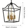 Riomasee 4 Lights Lantern Chandelier Black Farmhouse Chandelier Foyer Pendant Light fixtures for Entryway,Hallway,Dining,Living Room