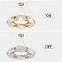 TZOE Crystal Pendant Light，Modern Chandelier，6-Light Round Chandeliers,Gold Metal&Clear Glass,Crystal Chandelier for Kitchen Island,Foyer,Dining Rooms,Bedroom,Liveing Room,Width 22.4 Inch