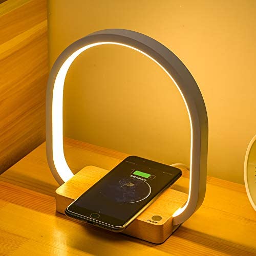 LONRISWAY Bedside Lamp Wireless Charger LED Table Lamp with Touch Control Table Lamp Eye-Caring Reading Light for Kids, Adults, Home, Dorm and Office Desk Lamps