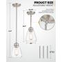 Beionxii Glass Pendant Lights | Modern Brushed Nickel Pendant Lighting for Kitchen Island, Dining Room, Over The Sink - Set of 2
