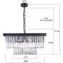 Wellmet Modern Crystal Chandelier, 9 Lights Square Black Farmhouse Chandeliers with K9 Crystals, Pendant Light Fixture for Foyer Dining Room Bathroom Bedroom Livingroom Kitchen Island L19.68”X W19.68”