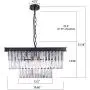 Wellmet Modern Crystal Chandelier, 9 Lights Square Black Farmhouse Chandeliers with K9 Crystals, Pendant Light Fixture for Foyer Dining Room Bathroom Bedroom Livingroom Kitchen Island L19.68”X W19.68”